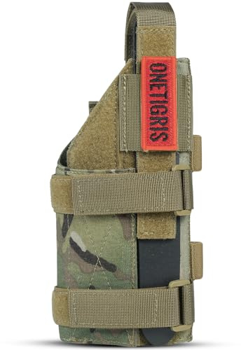 OneTigris Gun Holster Right Handed Nylon Pistol Holster for Most Compact Medium Full Size Pistol 1911/17/19/20/21/45 M&P Shield 9mm with Under Barrel Attachment