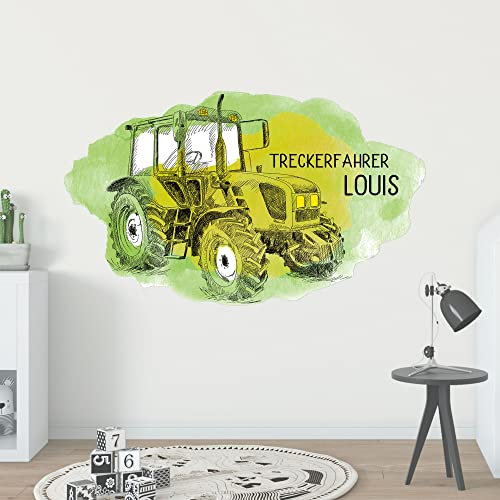 GRAZDesign Wandtattoo Kinderzimmer Junge Traktor Trecker, personalisiert mit Namen, Wandsticker Jugendzimmer, Wandaufkleber Türaufkleber Wanddeko / 93x57cm
