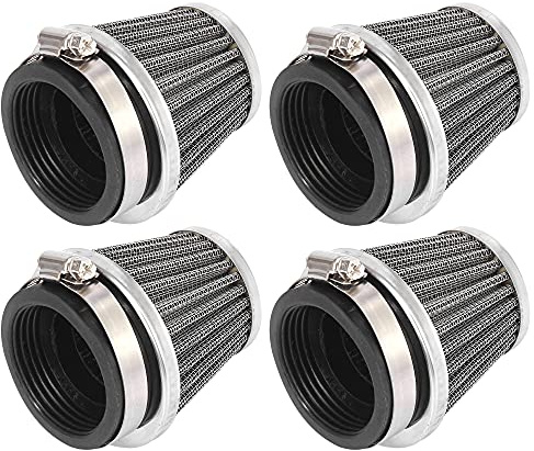 Motoforti 4pcs Universal 50mm Motorbike Air Filter Cleaner Round Tapered Black