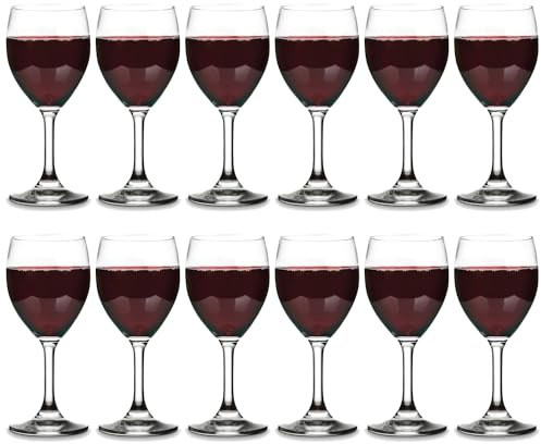 Vikko 8.5 Ounce Wine Glasses, Set of 12 SMALL Wine Glasses, for Red and White Wine With Stem, Clear Glass for Wine, Thick and Durable Stemmed Glass