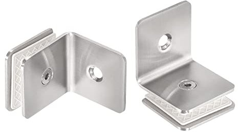 sourcing map Stainless Steel 90 Degree Glass Clamp, 2pcs for 8-12mm Thickness Single Side Square Frameless Glass Corner Clamp Bracket Clip for Shower Door