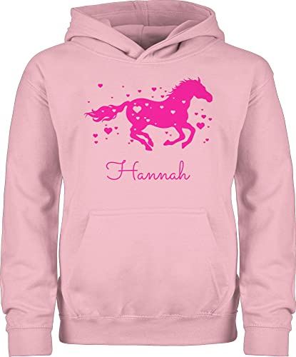 Kinder Hoodie Jungen - Pferd - Pferde Geschenk Mädchen - 152 (12/13 Jahre) - Hellrosa - pferdegeschenk Pullover für pferdemädchen reiten Horse Pulli stallpulli pferdepullover Reiter Hoddies