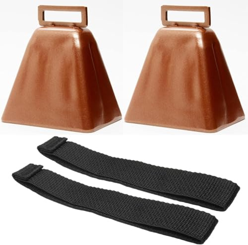 Bevin Bells Long Distance Cow Bells 10LD (Copper & Copper) | Christmas Bells | Made from Steel | Loud Noise Makers | w/White Strap Around The Handle | Easier to Hold | Made in CT, USA