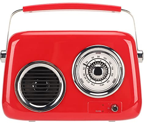 Vintage Bluetooth Speaker, Portable Digital Radio, Handheld HiFi Stereo Sound, Cute Old Fashion Style Radio Speaker for Party Outdoor (Red)
