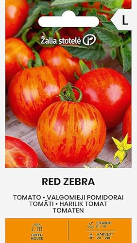 Zalia stotele | Pomodori - Semi di Zebra Rossa | Semi di ortaggi | Semi di piante | Semi di pomodoro | Una varietà alta e ad alto rendimento | 1 confezione