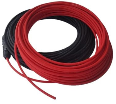 10, 12, 14 AWG Schwarz und Rot mit Solar-Photovoltaik-Drahtanschlüssen, 1 Paar Solarpanel-Kabeln, Kupferdraht 6, 4, 2,5 mm² (Color : Red and Black, Size : 7M_10 AWG-6MM2)