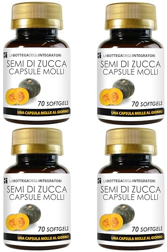 Pumpafrön 280 mjukgelkapslar | Mjukgelkapslar med kallpressad olja standardiserad i Omega 3 Omega 6 och Omega 9, linolsyra och oljesyra | 1 mjukgel dagligen