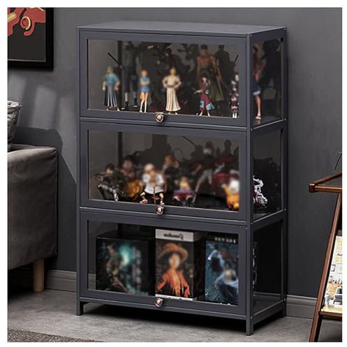 ZJGFCB Armoire d'exposition Grise Armoire Curio avec Portes en Acrylique, Figurines et boîtier d'affichage de Collection Curio, vitrine Claire Debout pour Chambre à Coucher pour Le Salon