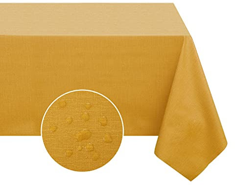 Romanstile Stain Resistant Tablecloth 240 x 140 cm Autumn Outdoor Oilcloth Yellow Plastic Waterproof PVC Tablecloths for Wedding, Birthday, Party, Dining Table, Garden Table, 8-10 Seater