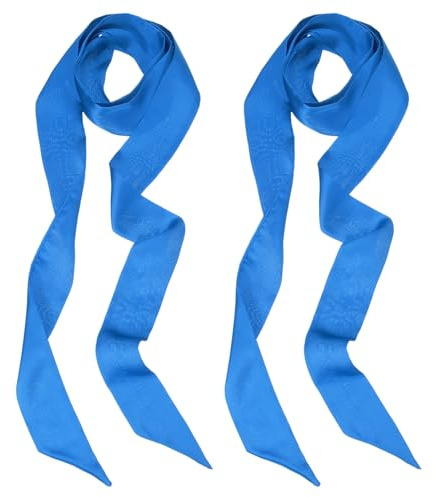 PATIKIL Sciarpa a Nastro Elegante, 2Pz Sciarpa Skinny a Tinta Unita Pura Lunga Foulard Seta Satinata Cinture Sash Capelli Sciarpe per Borse a Mano Nastro Cravatta per Donne, Blu Profondo