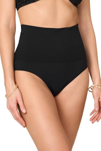 Goldenpoint Donna Costume da Bagno - Parte Bassa del Bikini - Slip Fianco Alto Regolabile in Microfibra Tinta Unita - Indossabile Anche Come Costume Intero Taglia S Colore Nero