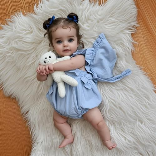 22 tum Reborn babyflicka med silikonkropp – realistiska babydockor, reborn dockor för flickor, silikon baby nyfödd leksak (handgjord vinyl) (blå)