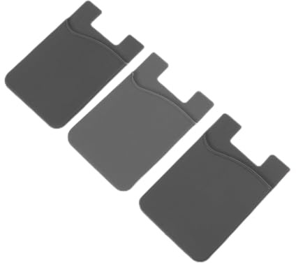 KOMBIUDA 3 Pezzi Portacarte Telefonico in Silicone Copertura Dell'iphone Cellulari Cover Telefono Smartphone Adesivi Portafoglio Adesivo Per Telefono Porta Cellulare Grigio