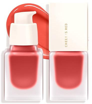 Flytande rouge – silkeslen fuktig och fuktgivande hudtint blush – rik, färg, naturlig torkning, flytande rouge, makeup, byggbar, inte klibbig bärbar och kompakt (#02 tomatröd)