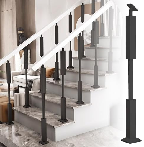 WEYIMVTO Barreras de escaleras. Poste de barandilla de terraza Ajustable, Columna de barandilla con husillos Huecos for Escalera, jardín, Loft y Pasillo.(Black,100cm(39 3/8))