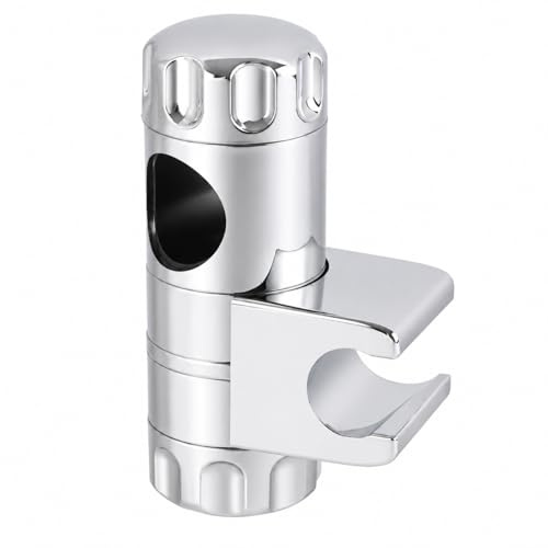 Soporte Ajustable para Alcachofa de Ducha con Cabezal Giratorio 360°, Compatible con Barras de 18-25 mm, Acabado Cromado Brillante en ABS, Accesorio Práctico para Baño y Ducha