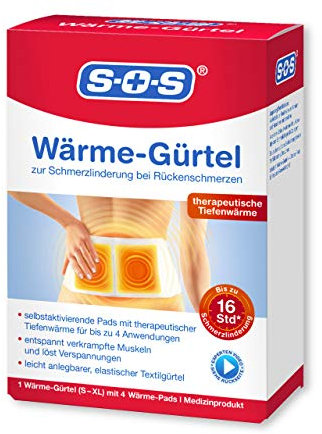 SOS Wärme-Gürtel, Rückenwärmer zur Schmerzlinderung bei Rückenschmerzen, wärmender Hüftgürtel für verkrampfte Muskeln und Verspannungen (1er-Pack)