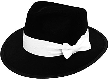 GANGSTER HUT= VON ILOVEFANCYDRESS®= IN 3 VERSCHIEDENEN VARIATIONEN. EIN SCHWARZER MIT WEIßEM BAND & EIN WEIßER MIT SCHWARZEM BAND & EINEN SCHWARZER MIT SCHWARZEM BAND UND IN 3 VERSCHIEDENEN DURCHMESSERN = SCHWARZER HUT MIT WEIßEM BAND IN 60cm