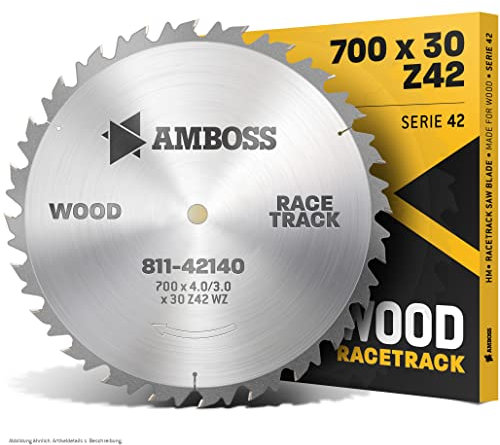 Amboss Werkzeuge HM Metall, Kreissägeblatt für Brennholz - 700 x 4.0 x 30 Z=42 WZ | Wechselzahn mit Spanabweiser | Sägeblatt Wippkreissäge