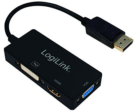 LogiLink CV0109 4K DisplayPort auf DVI/HDMI/VGA Adapter Schwarz