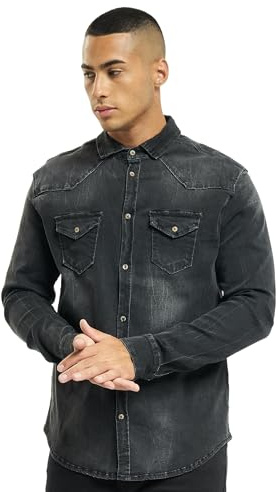 Brandit Riley Denim Shirt Long Sleeve, Uomo, black, XXL