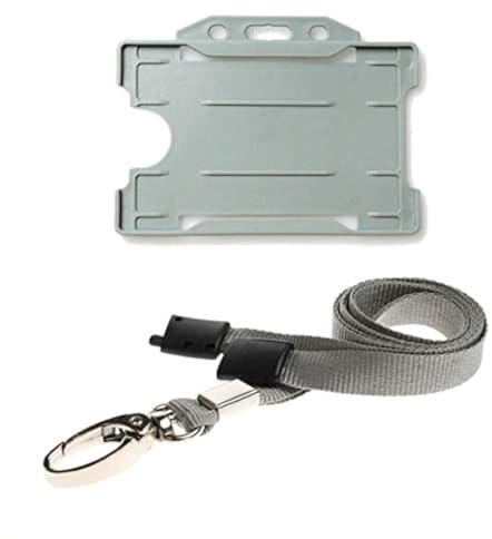 ALG ID Cards ID Card Badge Holder and Lanyard Neck Strap with Metal Clip & Safety Breakaway, Grey