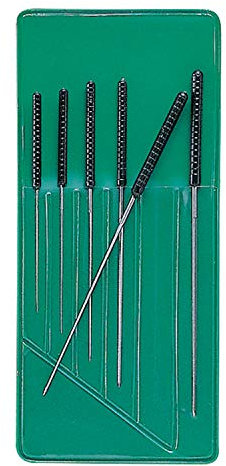 SELVA Handreibahlen-Sortiment, 6-teilig, 0,15 bis 1,40 mm, zum Glattreiben von Bohrlöchern, 5-kantig, mit geriffeltem Kunststoffgriff, inkl. Plastiktasche