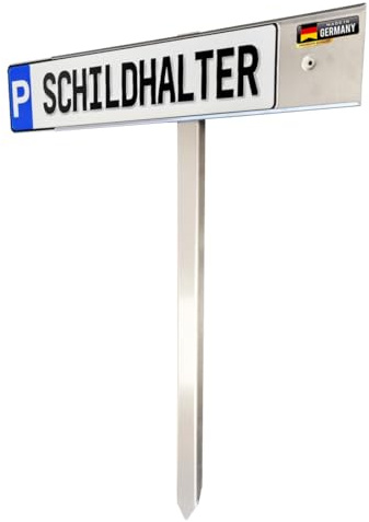 reinkedesign Parkplatz Schilder-Halterung zum Einschieben V2A Edelstahl mit Erdspieß | Einfache Montage | Witterungsbeständig | Made in Germany | Inkl. Montagezubehör