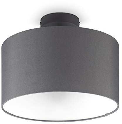 B.K.Licht - Deckenlampe mit Lampenschirm aus Stoff, E27 Fassung, max. 60 Watt, Deckenleuchte, Lampe, Wohnzimmerlampe, Schlafzimmerlampe, Küchenlampe, Deckenbeleuchtung, Retro, 30x24 cm, Grau-Weiß