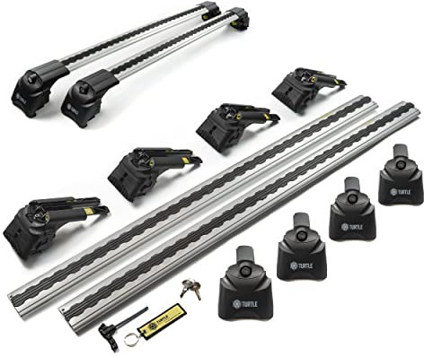 Turtle AIR2 | Dachgepäckträger Dachträger | Kompatibel mit Hyundai i30 Kombi 2017-; Dient der Montage von Dachboxen, oder Dachfahrradträger, Leiter | Robuste Konstruktion aus Aluminium | TÜV