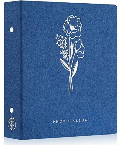 Lanpn Album de Fotos 10x15 400, Lino Album para Photos Bolsillos Verticales Azul