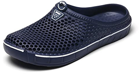 Zoccoli Pantofole Uomo Donna Estate Traspiranti Ciabatte Piatte Spiaggia Sandali Ciabatte Outdoor Scarpe da Giardino, blu navy, 41 EU