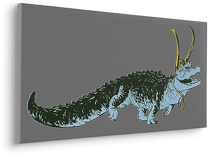 Komar Image sur châssis en bois véritable - Loki Alligator Variance - Dimensions : 90 x 40 cm - Image sur toile - Marvel - Pour chambre d'enfant