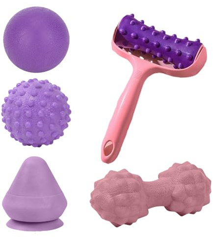 ZALHIN Set di Palline da Massaggio - 5 Palline a Riccio - Palline per Massaggio fasciale Premium con Palline a Riccio - perfette per Il Massaggio con Palline Appuntite