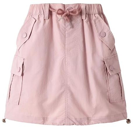 Rolanko Ragazze Gonne Pantaloncini Interni con Tasche, Paracadute Regolabile Cargo Sport Skort con Vita Elastica, Rosa, Taglia: 10-11 anni/150