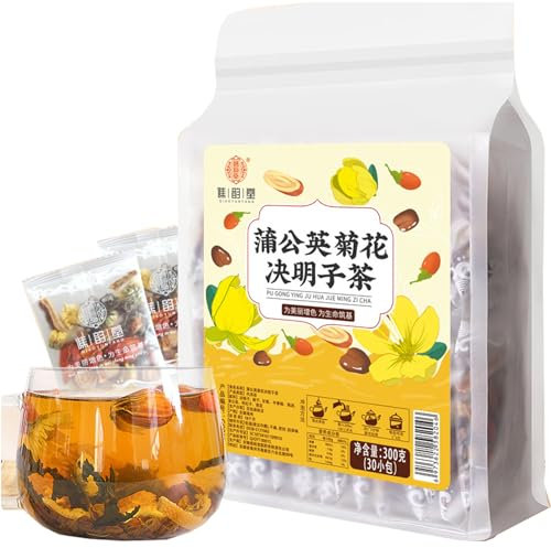 Dandelion Chrysanthemum Cassia Seed Tea 300g 30 Teabags, 10g/bag - Burdock Root Goji Berries Combination of Floral Tea