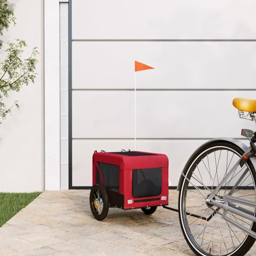 ShGaxin Rimorchio da Bici per Cani Rosso e Nero Tessuto Oxford e Ferro,Rimorchio da Bici per Cani,Rimorchi per Bicicletta per Cani-93908