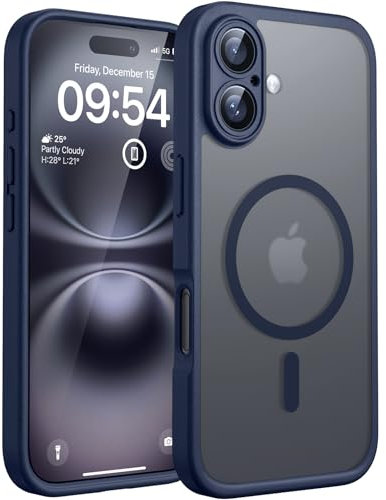 TOCOL für iPhone 16 Hülle für Magsafe, Vollständiger Kameraschutz Stoßfest Kratzfest Transluzente Rückseite Magnetisch Handyhülle für iPhone 16 Case, Blau