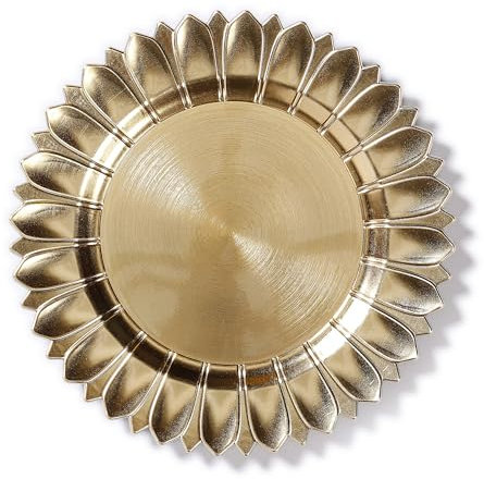 Assiette décorative de 33 cm en plastique avec couronne de rayons - Assiette de présentation festive pour différentes occasions - Soucoupe pour mariage et Noël - Assiette de Noël - Or métallisé