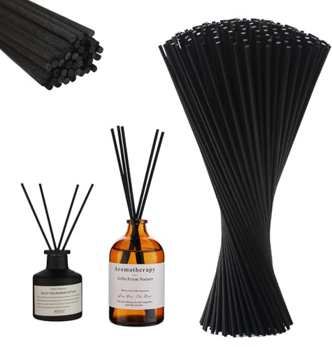 Hugwish 120 st doftpinnar av fiber svart 42 cm x 4 mm, pinnar för rumsdoft, diffusörpinnar, rotting pinnar för rumsdoft (42 cm x 4 mm)