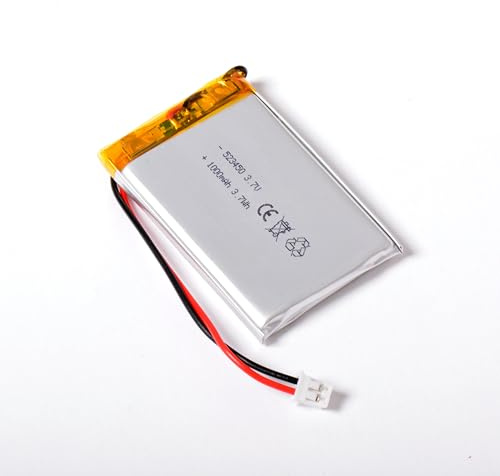 AFTERTECH 523450 1000 mAh 1 Ah 50 x 34 x 5,2 mm Cellule polymère de Lithium LIPO 3,7 V 3,7 V Rechargeable avec BMS et connecteur JST PHR 02 M3D1