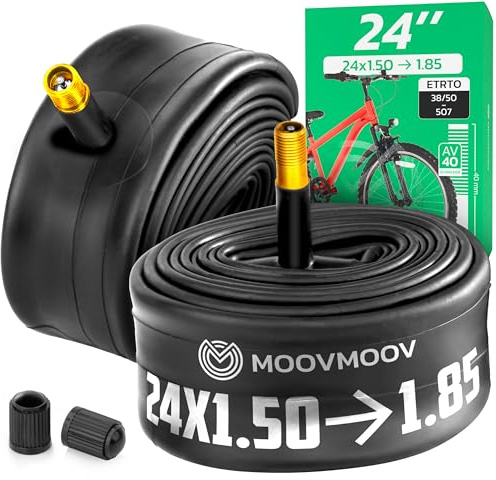 MOOVMOOV Cykelslang 24 Tum - Passar Däck 24x1.50, 24x1.60, 24x1.75, 24x1.80, 24x1.85 - ETRTO 40-507, 44-507, 47-507, 50-507 - Schrader-ventil - 2-pack