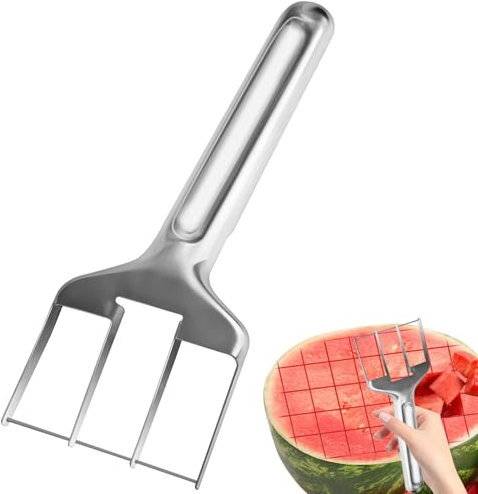 Coupe-pastèque en acier inoxydable 430 Outil de coupe de mangue Coupe fruits Outil de coupe de melon Gadget de cuisine portable et pratique pour la maison, la fête, camping