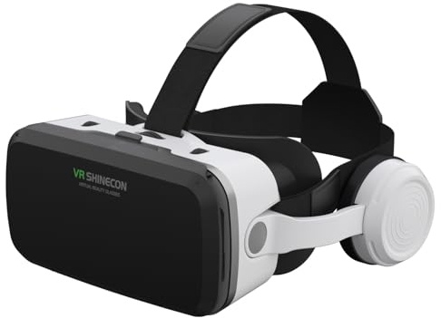 Visore VR per realtà virtuale per iPhone 16 15 14 13 Pro Max Plus Galaxy S24 S23 S22, occhiali VR con telecomando VR set per adulti e bambini, film e videogiochi (per iPhone)