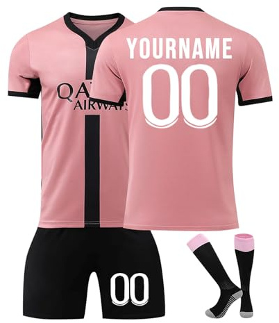 Maillot de Foot Personnalisé Enfant et Adultes avec Nom Numéro de L'équipe 2024/2025, Ensemble Garçon Homme Vêtements de Football Tee Shirt Short avec Chaussette Cadeau Personnalisé