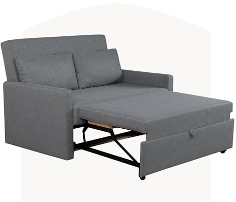 Lourini Sofá Cama 2 Plazas, Sillón Cama Plegable Convertible, Sofa Bed Double Matrimonio 132 cm, Extraíble y Extensible, Dos Plazas, Máxima Comodidad, Moderno y para Espacios Reducidos