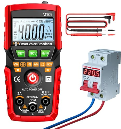 Spänningsmätare Multimeter | Digital Multimeter För DC AC Med 4000 Mätvärden | Eltestare Med Automatisk Röstsändning För Elinstallationer Bilbatterier Och Reparationstillbehör