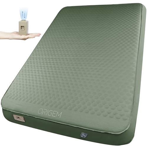 Origem Colchoneta de Camping Autoinflable Doble con Bomba Eléctrica Integrada, 140cm Ancho x 10cm Grosor, Inflado y Desinflado Rápido, Alfombrilla de Espuma para Casa, Senderismo