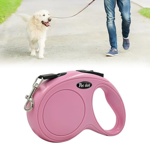 GNALIA Correas Extensibles Para Perros, 5 Metros Color Rosa Mascota, Con Mosquetón Metálico Giratorio 360°, Para Perros Pequeños Y Medianos, Entrenamiento Y Paseos, 1 Unidad