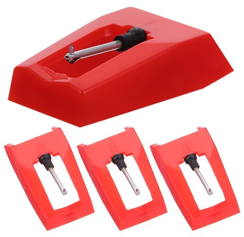 DIYEAH Stylets de Remplacement pour Platines Vinyle – Lot de 4 Aiguilles Rouges en Aluminium et Plastique, Compatible Phonographe et Tourne-disque, Accessoire Précis pour Lecture Audio